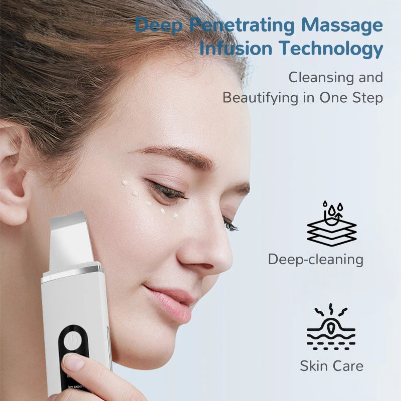 Ultrasonic Skin Scrubber Facial Spatula 4-in-1 Cleaner