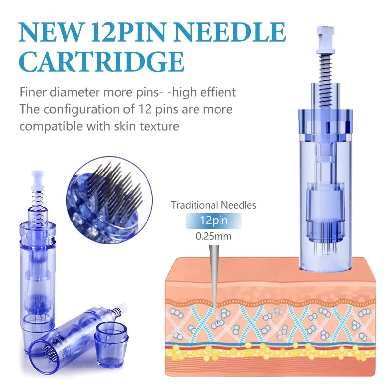 Microneedling Derma Pen Kit With 12 Nano Cartridges