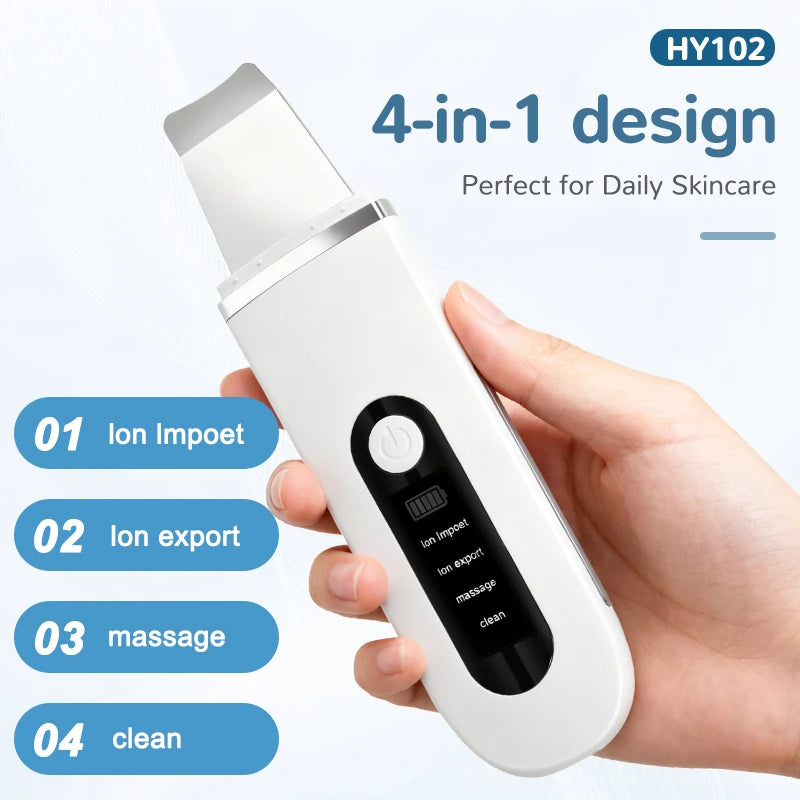Ultrasonic Skin Scrubber Facial Spatula 4-in-1 Cleaner