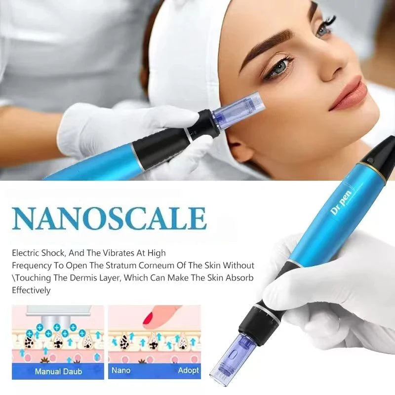 Microneedling Derma Pen Kit With 12 Nano Cartridges