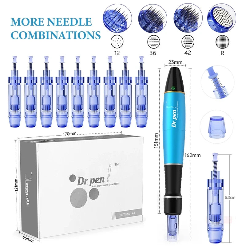 Microneedling Derma Pen Kit With 12 Nano Cartridges
