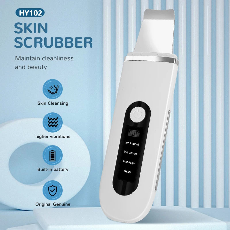 Ultrasonic Skin Scrubber Facial Spatula 4-in-1 Cleaner