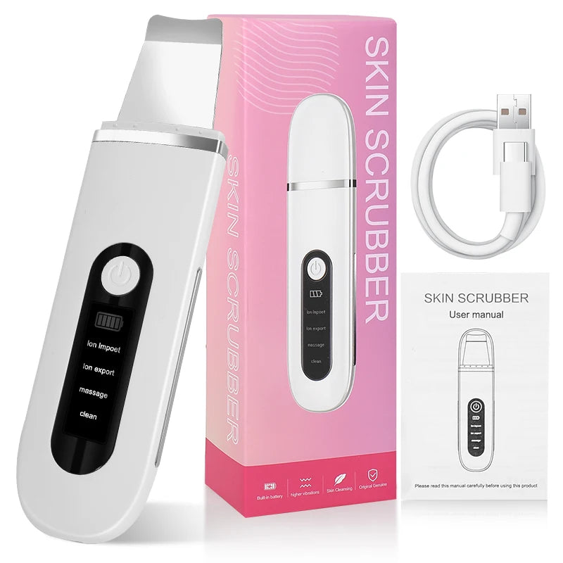 Ultrasonic Skin Scrubber Facial Spatula 4-in-1 Cleaner