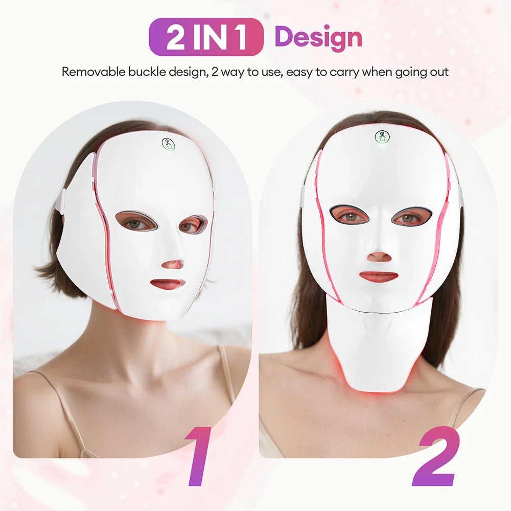 LED Light Therapy Face And Neck Mask – 7-Color Skin Care