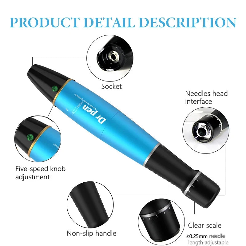 Microneedling Derma Pen Kit With 12 Nano Cartridges