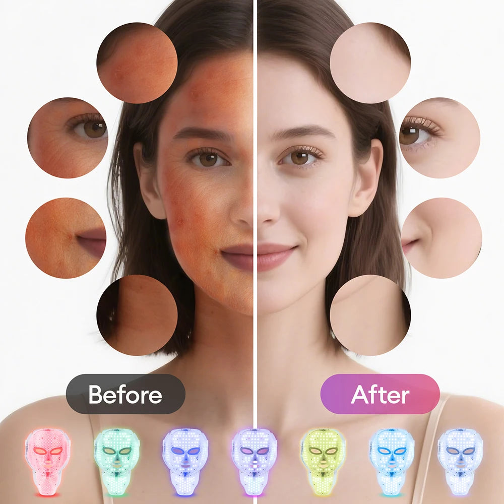 LED Light Therapy Face And Neck Mask – 7-Color Skin Care