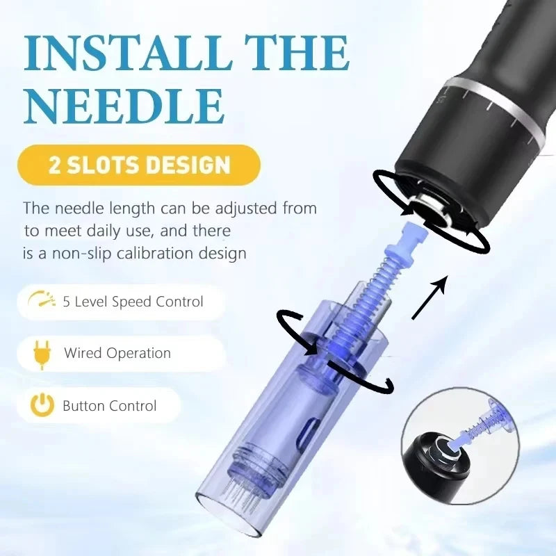 Microneedling Derma Pen Kit With 12 Nano Cartridges